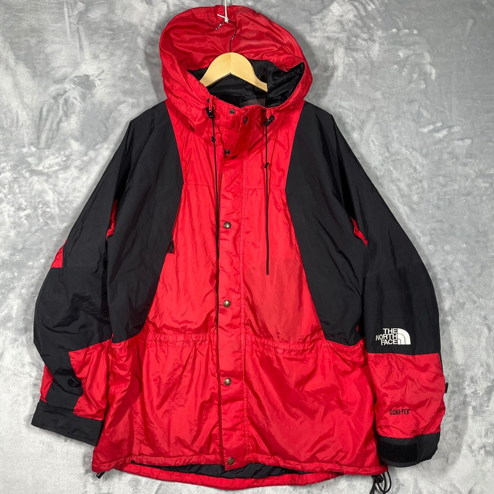 Vintage The North Face Gore-Tex Mountain Parka Jacket Red Black Mens XL FLAWS